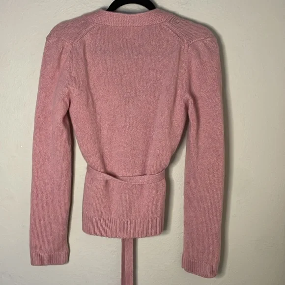 BROCK COLLECTION Belted V-neck Cashmere sweater Size XS Pink - Picture 3 of 7